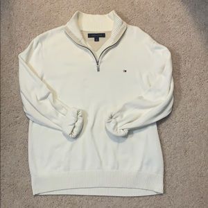 Tommy Hilfiger Cream Quarter Zip Knit Sweater